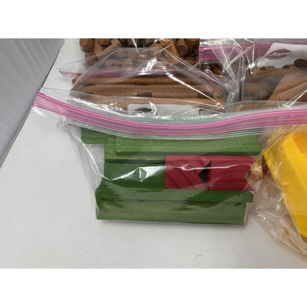 Vintage Lincoln Logs Wooden Building Pieces Lot ~290 Pieces Sorted Clean (B)